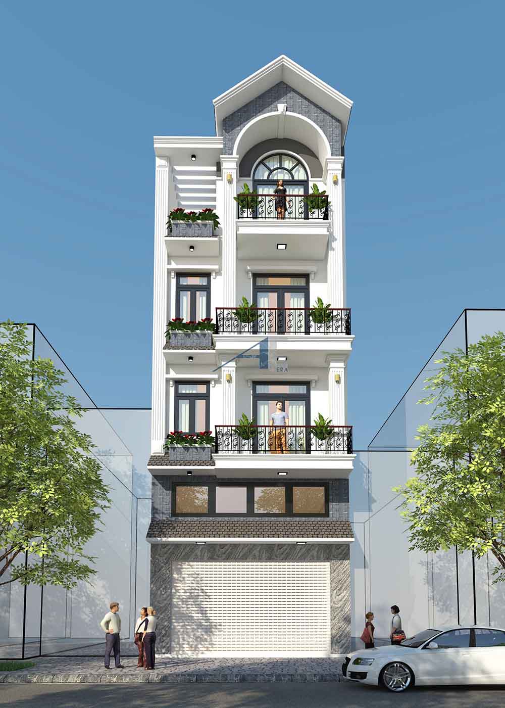 nhà phố 4 tầng đẹp hiện đại